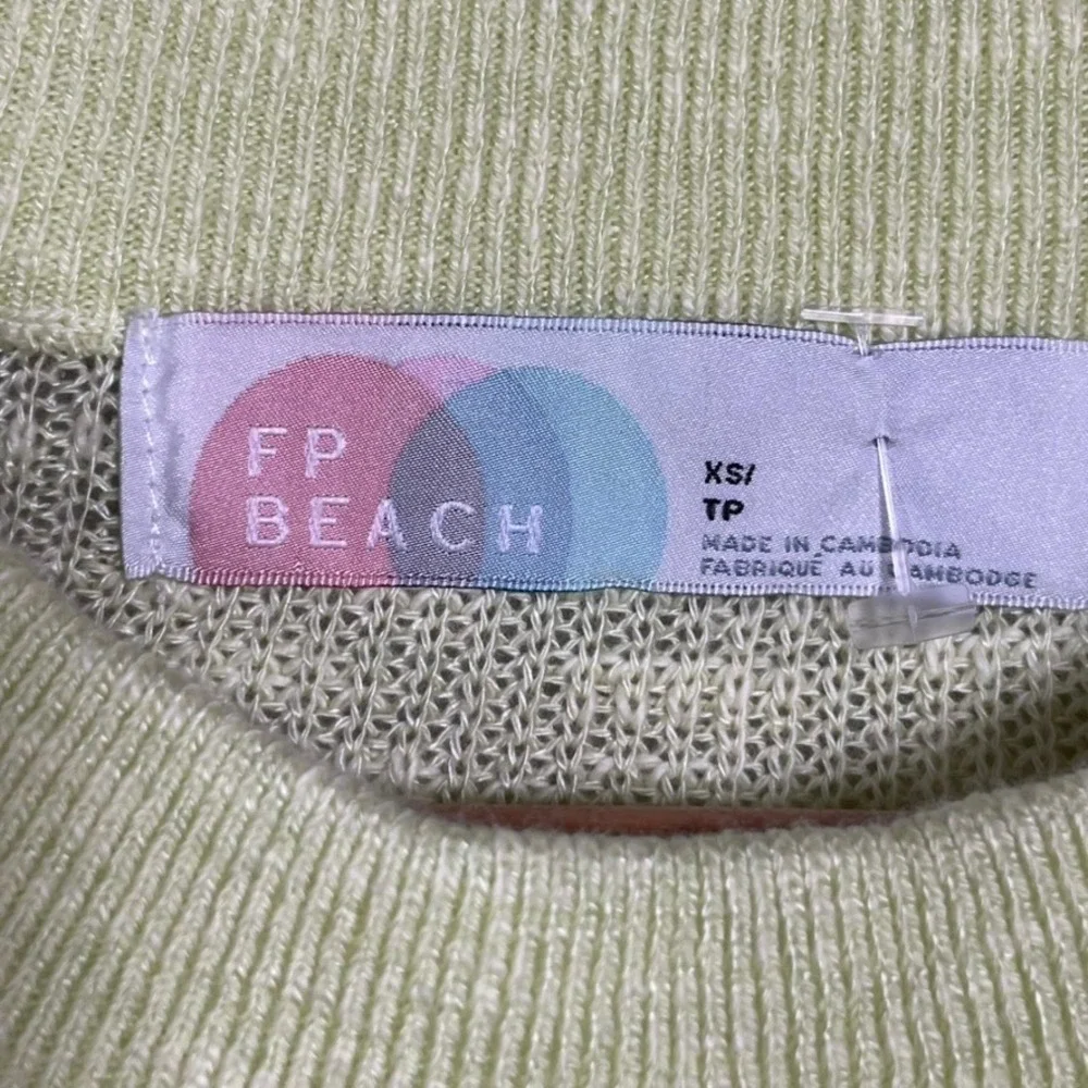 Free People FP Beach Sweater Malibu Surf Knit XS Lime Green Oversized Boho